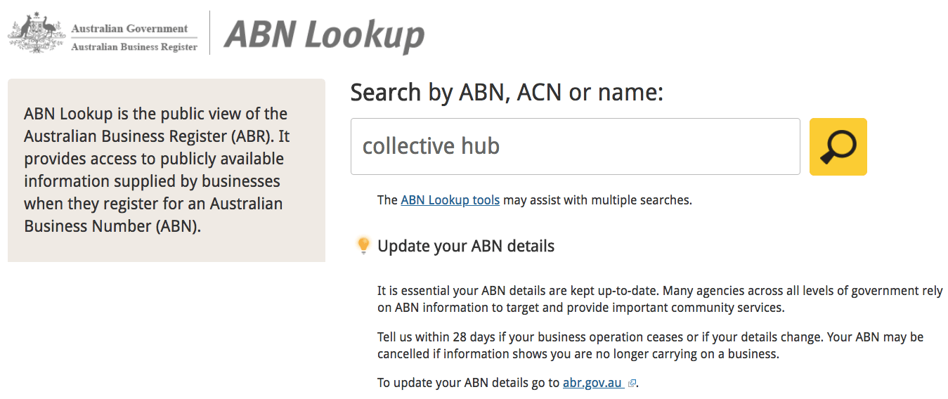 ABN lookup ABN lookup
